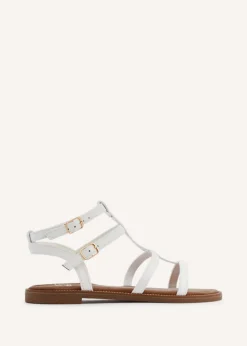 Linzi Belinda White Faux Leather Gladiator Style Sandal