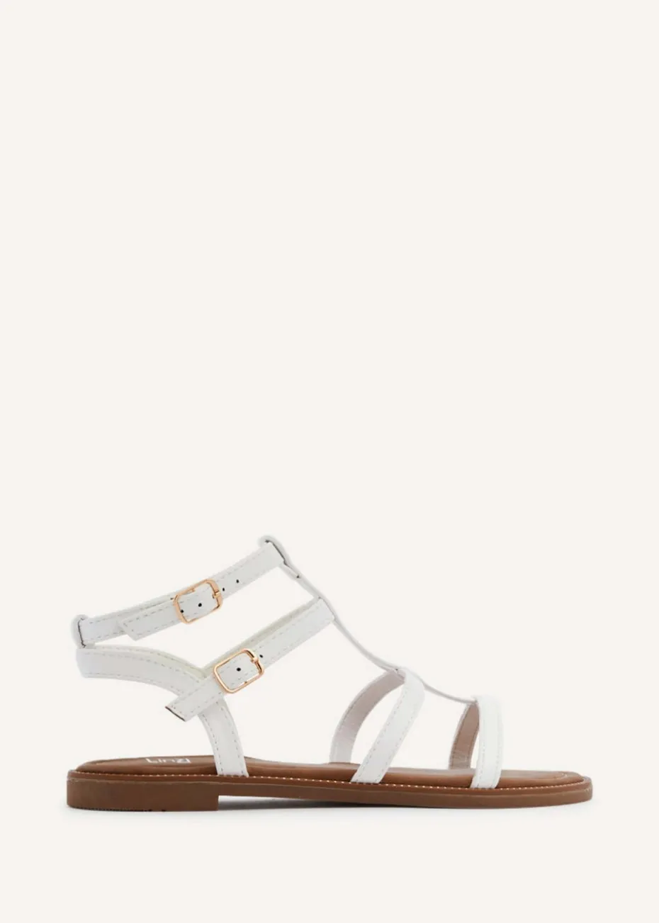 Linzi Belinda White Faux Leather Gladiator Style Sandal