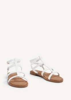 Linzi Belinda White Faux Leather Gladiator Style Sandal