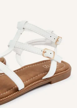 Linzi Belinda White Faux Leather Gladiator Style Sandal