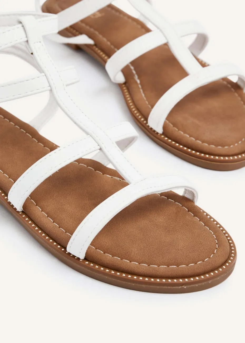 Linzi Belinda White Faux Leather Gladiator Style Sandal