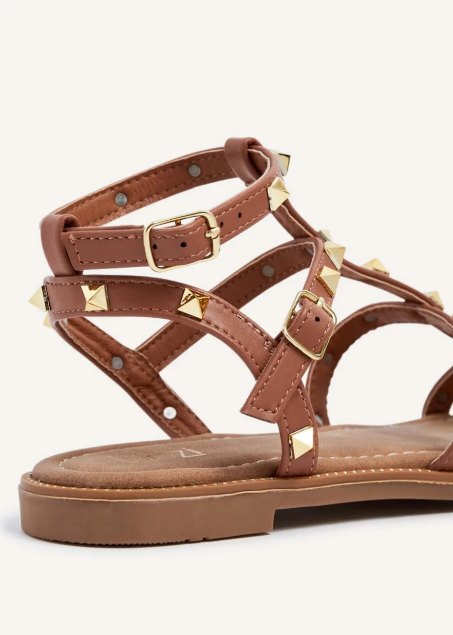 Linzi Billie Tan Studded Gladiator Sandal