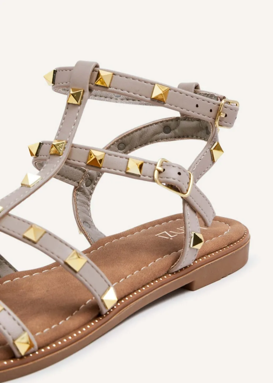 Linzi Billie Taupe Studded Gladiator Sandal