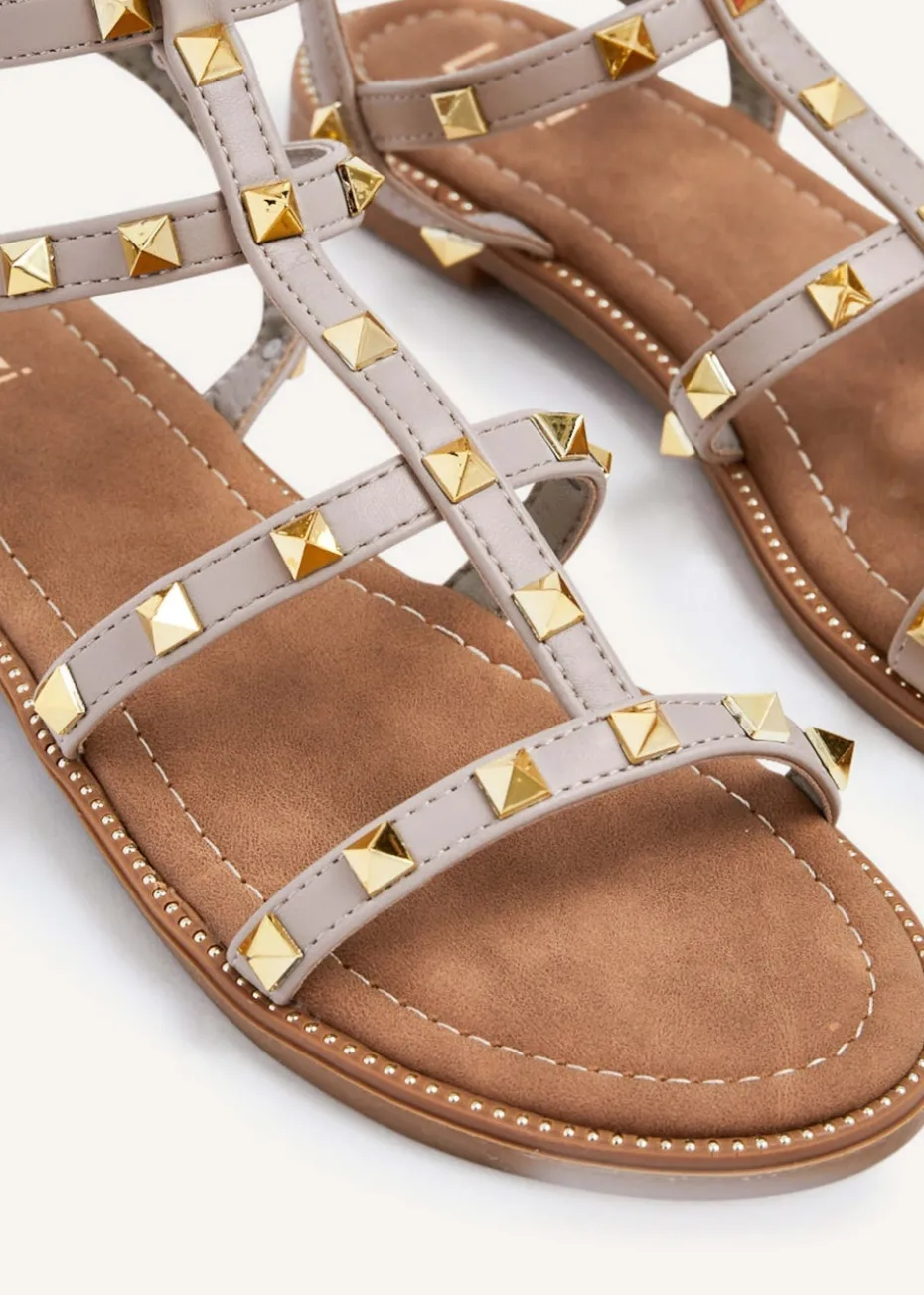 Linzi Billie Taupe Studded Gladiator Sandal