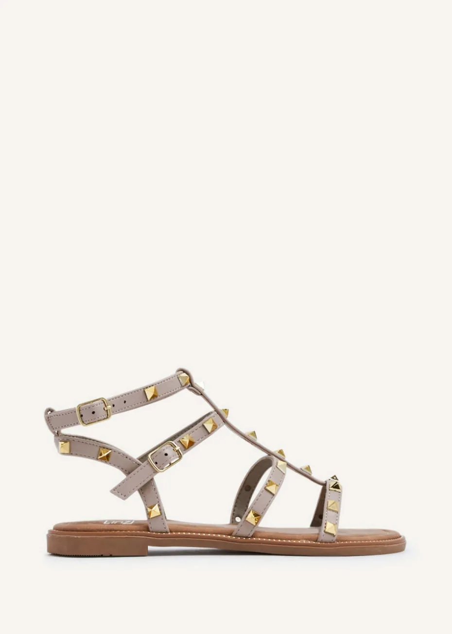 Linzi Billie Taupe Studded Gladiator Sandal