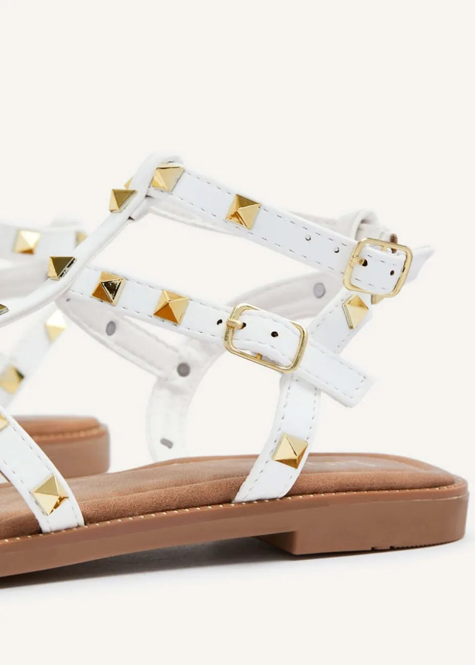 Linzi Billie White Studded Gladiator Sandal