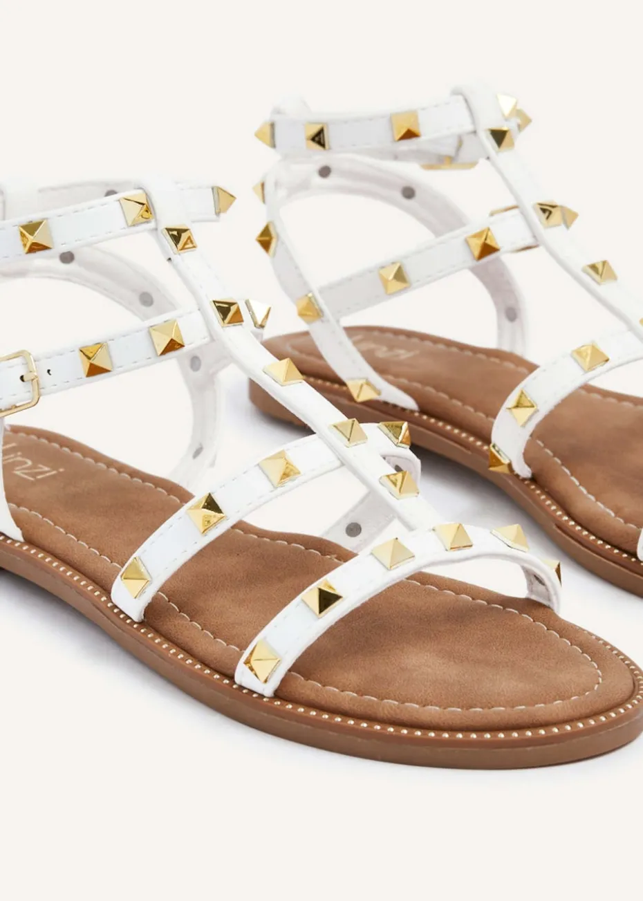 Linzi Billie White Studded Gladiator Sandal