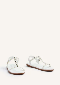 Linzi Bliss White Faux Leather T-Bar Footbed Sandal