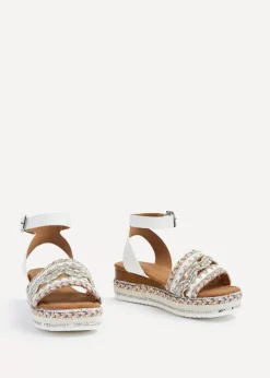 Linzi Boheme White Faux Leather Flatform Sandal