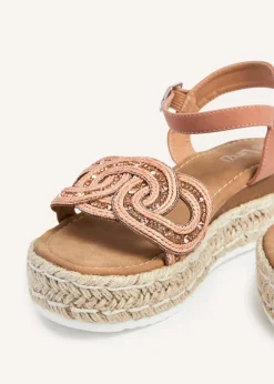 Linzi Bondi Rose Gold Faux Leather Flatform Sandal