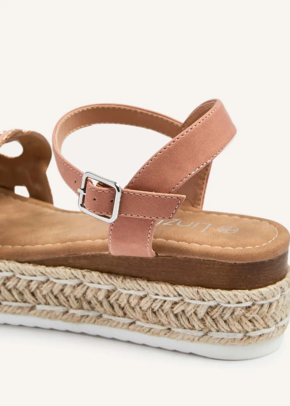 Linzi Bondi Rose Gold Faux Leather Flatform Sandal