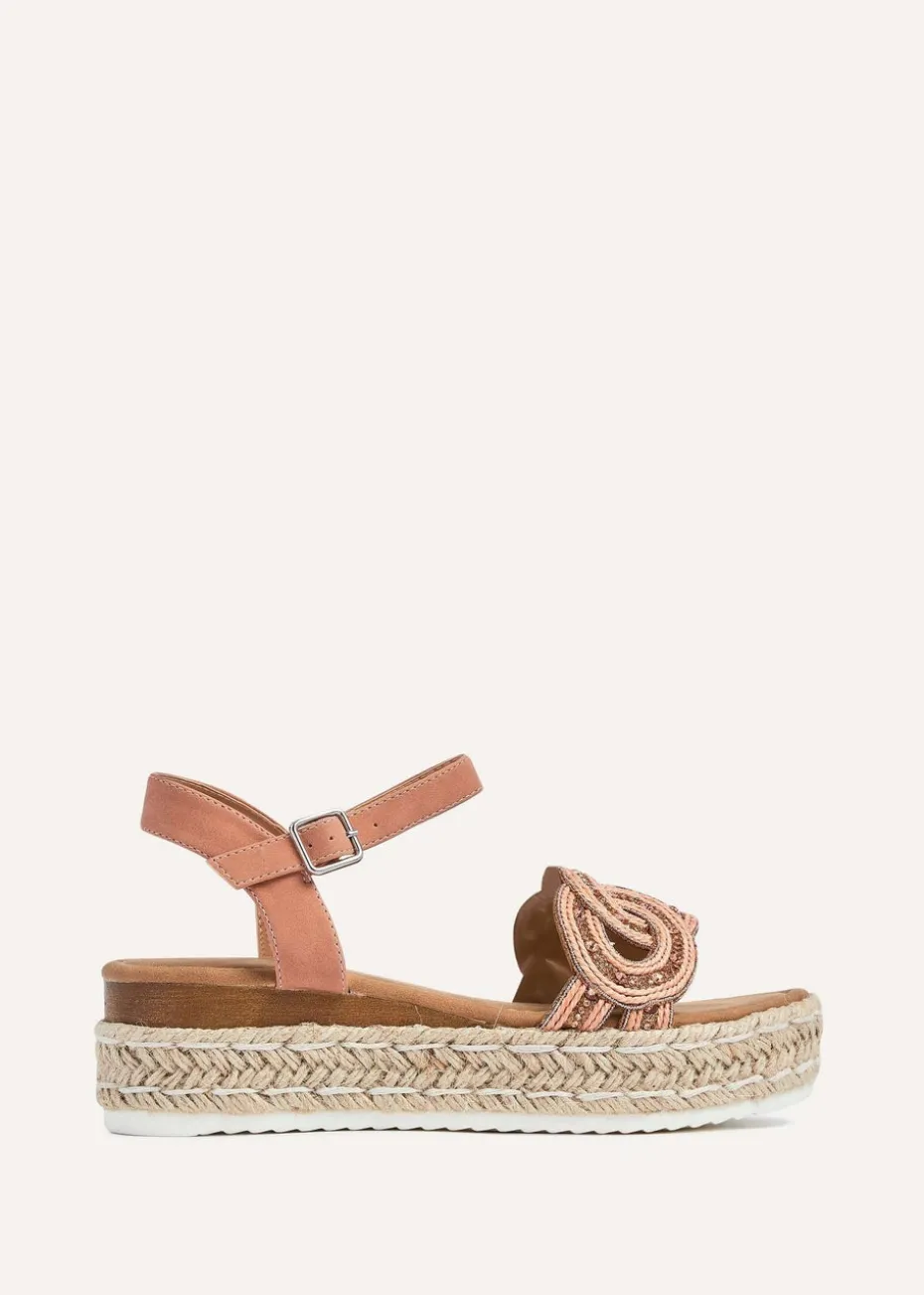 Linzi Bondi Rose Gold Faux Leather Flatform Sandal