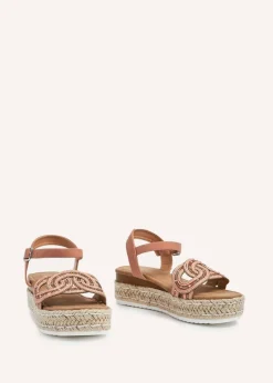 Linzi Bondi Rose Gold Faux Leather Flatform Sandal