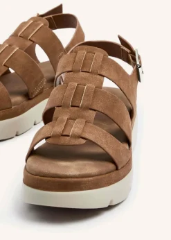 Linzi Boston Tan Faux Nubuck Fisherman Flatform Sandals