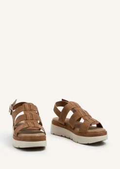 Linzi Boston Tan Faux Nubuck Fisherman Flatform Sandals