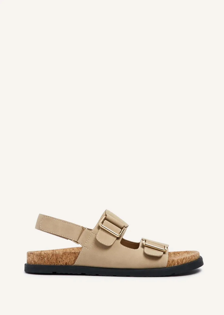 Linzi Bria Sand Faux Nubuck Cork Footbed Sandal