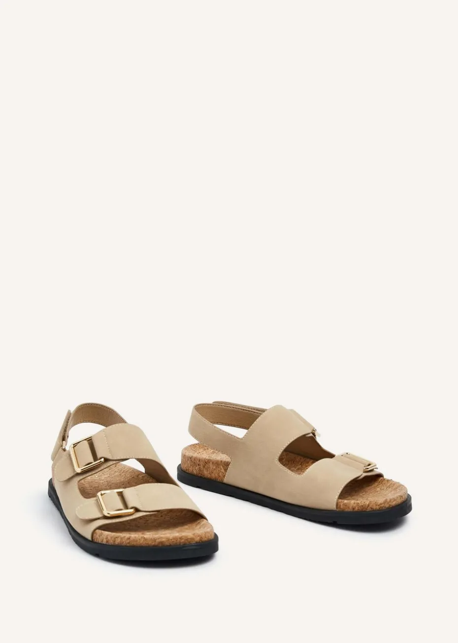 Linzi Bria Sand Faux Nubuck Cork Footbed Sandal