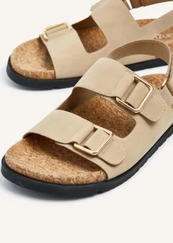 Linzi Bria Sand Faux Nubuck Cork Footbed Sandal