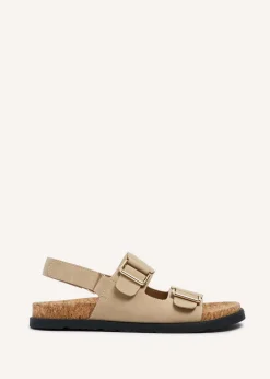 Linzi Bria Sand Faux Nubuck Cork Footbed Sandal
