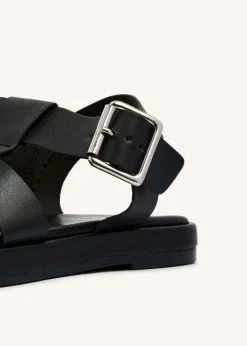 Linzi Camden Black Faux Suede Gladiator Style Sandal