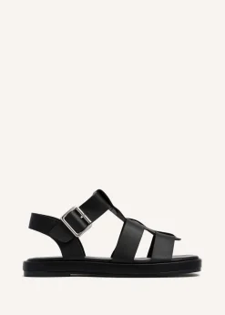 Linzi Camden Black Faux Suede Gladiator Style Sandal