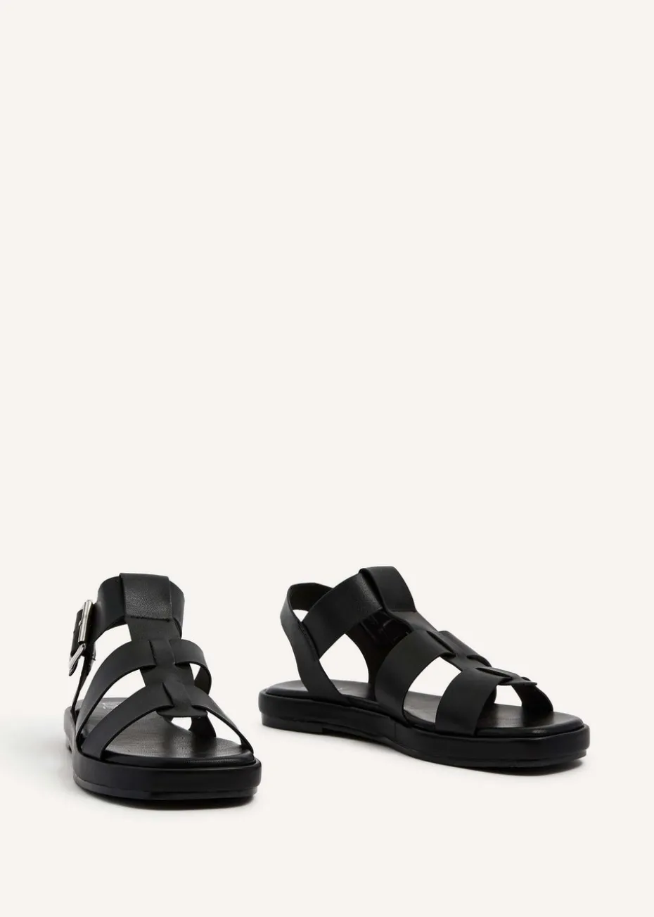 Linzi Camden Black Faux Suede Gladiator Style Sandal