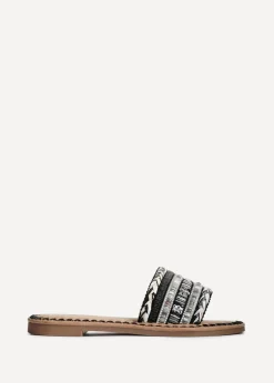 Linzi Carel Black Woven Embellished Flat Sandals
