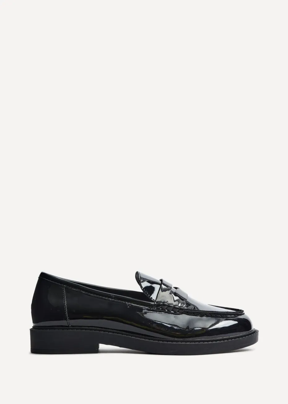 Linzi Cartia Wide Fit Black Patent Loafer
