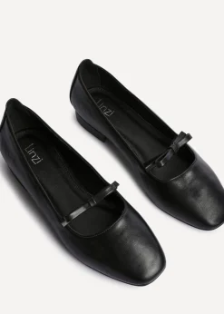 Linzi Cressida Black Faux Leather Ballet Pump