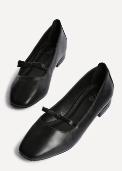 Linzi Cressida Black Faux Leather Ballet Pump