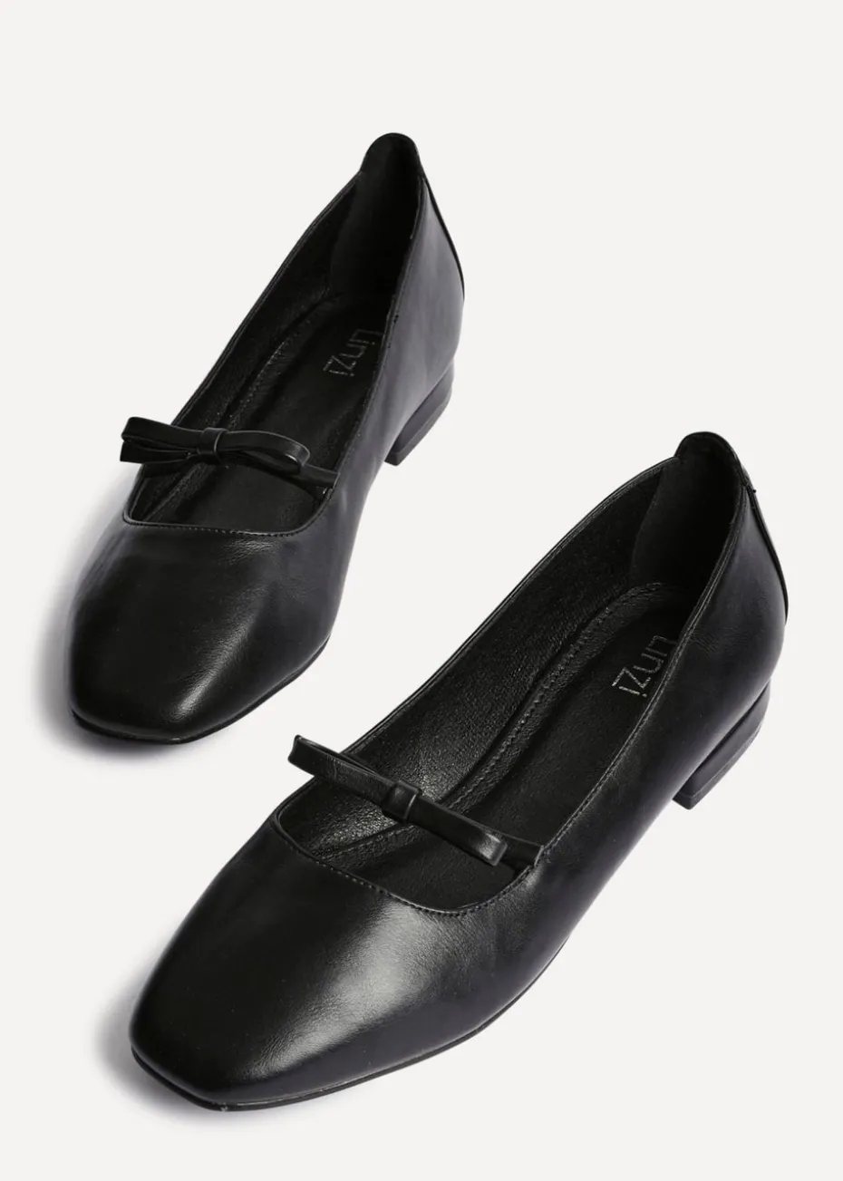 Linzi Cressida Black Faux Leather Ballet Pump