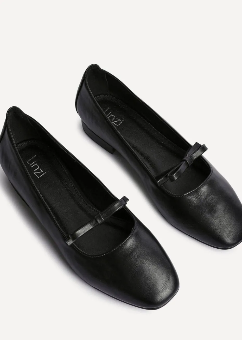 Linzi Cressida Black Faux Leather Ballet Pump