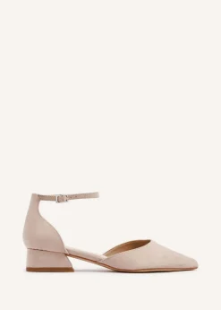 Linzi Dolly Wide Fit Nude Faux Suede Low Block Court Heel