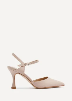 Linzi Duet Wide Fit Nude Faux Suede Open Back Stiletto Court Heel