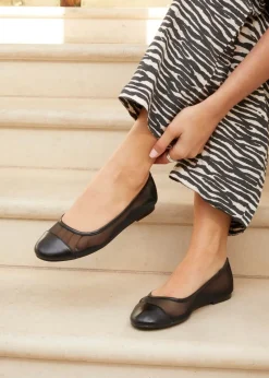 Linzi Elara Black Mesh & Faux Leather Mary Jane Pump