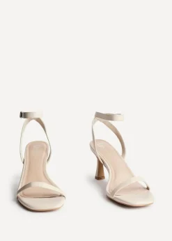 Linzi Elevate Sand Faux Leather Barely There Stiletto Heeled Sandals