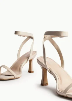 Linzi Elevate Sand Faux Leather Barely There Stiletto Heeled Sandals