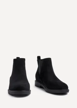 Linzi Fauna Wide Fit Black Faux Suede Classic Chelsea Boot