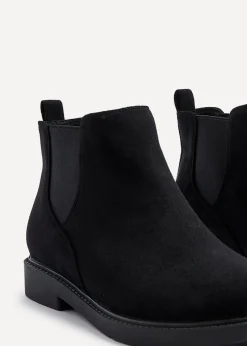 Linzi Fauna Wide Fit Black Faux Suede Classic Chelsea Boot