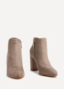 Linzi Freda Mocha Faux Suede Block Heeled Ankle Boot