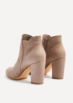 Linzi Freda Mocha Faux Suede Block Heeled Ankle Boot