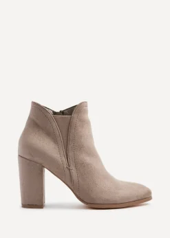 Linzi Freda Mocha Faux Suede Block Heeled Ankle Boot