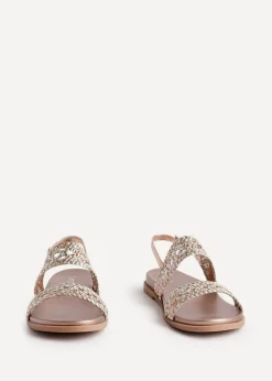 Linzi Galia Pink Faux Leather Handwoven Flat Sandals