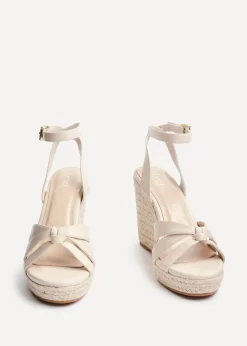 Linzi Goddess Sand Faux Leather Espadrille Wedge