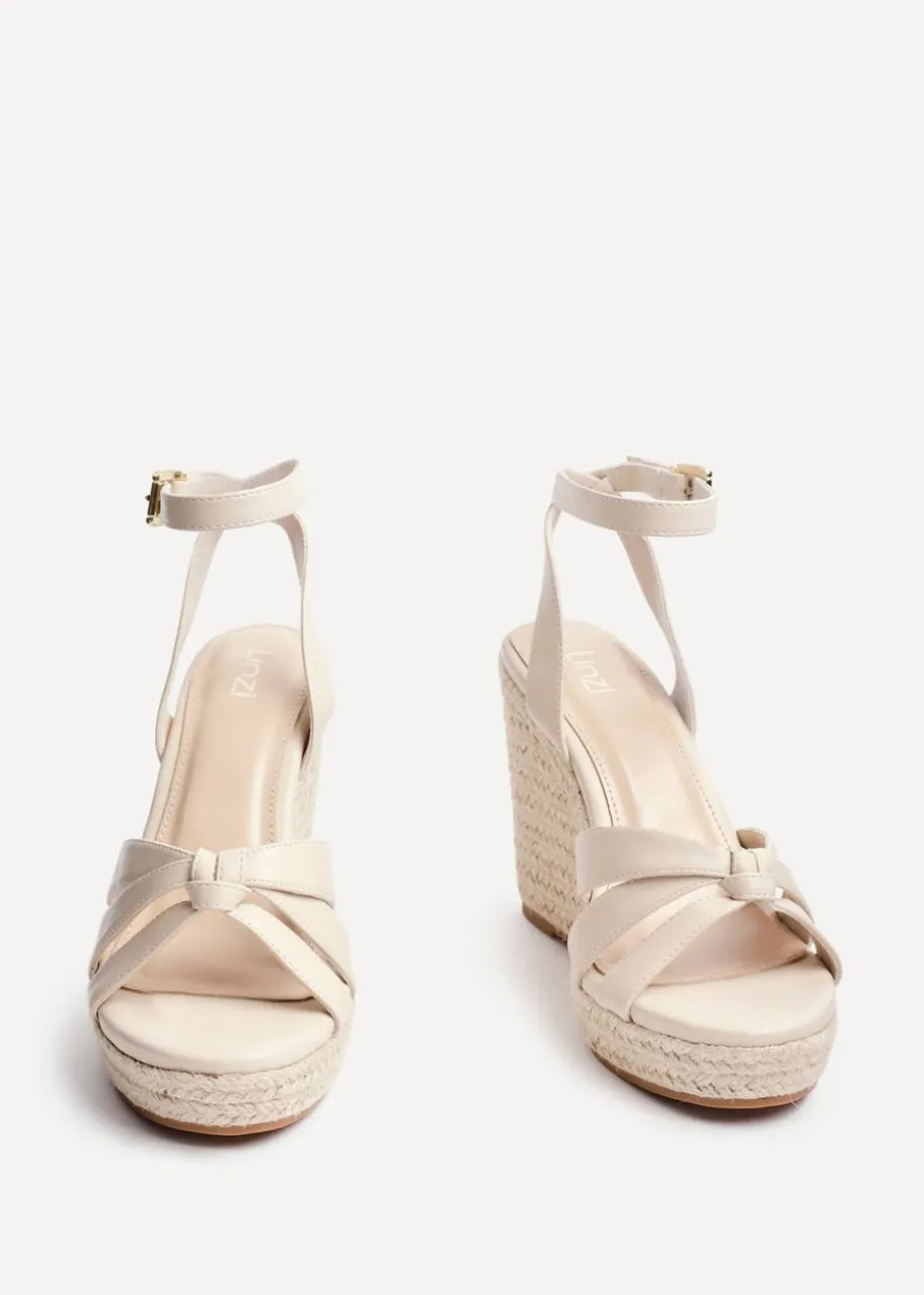 Linzi Goddess Sand Faux Leather Espadrille Wedge
