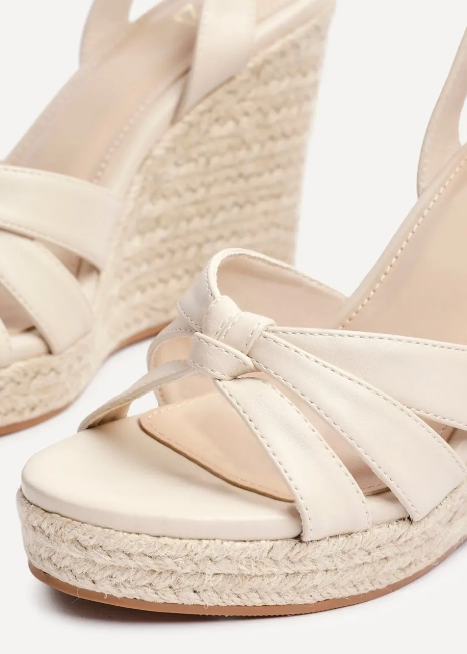 Linzi Goddess Sand Faux Leather Espadrille Wedge