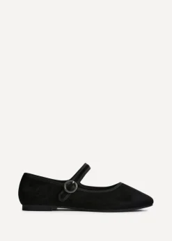 Linzi Graceful Black Faux Suede Ballet Pumps