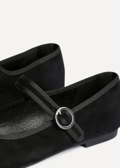 Linzi Graceful Black Faux Suede Ballet Pumps