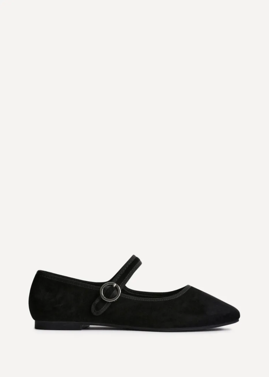 Linzi Graceful Black Faux Suede Ballet Pumps