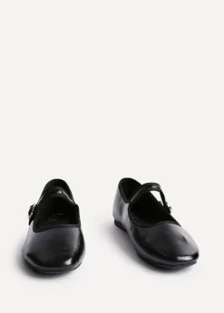 Linzi Graceful Black Faux Leather Ballet Pumps